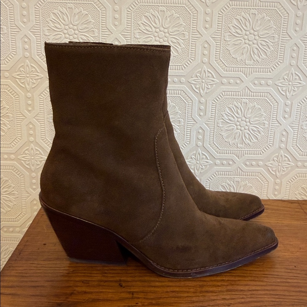 Dolce Vita Women’s Volli Leather Western Pointy Toe Booties Sz 9.5 Dark Brown - Picture 4 of 11